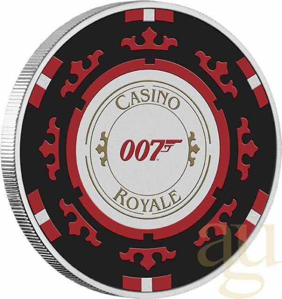 1 Unze Silbermünze Tuvalu James Bond - Casino Royale Chip 2023 coloriert - Coincard