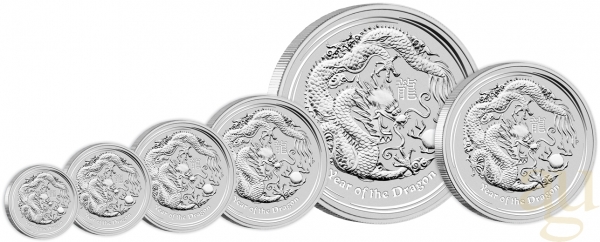 1 Unze Silbermünze Australien Lunar II Drache 2012