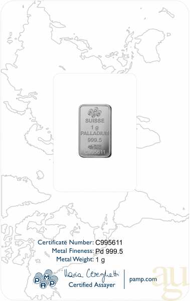 1 Gramm Palladiumbarren PAMP Fortuna