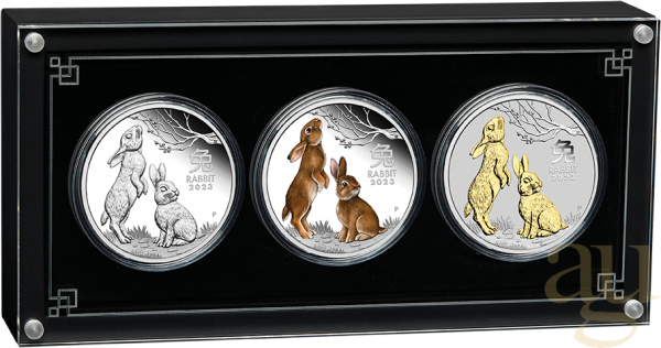 Silbermünze Australien Lunar III Hase 2023 - Trio Set