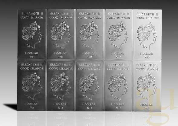 10 x 10g Silber Tafelbarren - Cook Islands CombiCoin