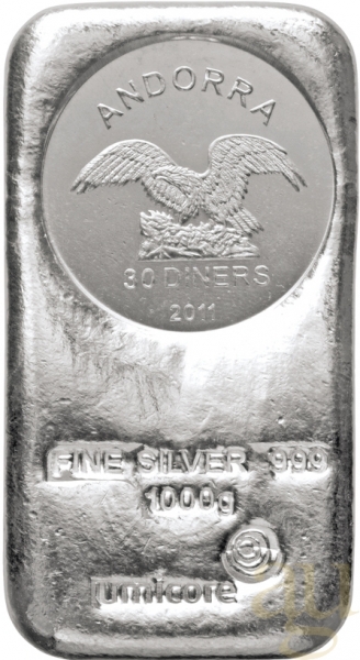 1 Kilogramm Silber Umicore Andorra Münzbarren