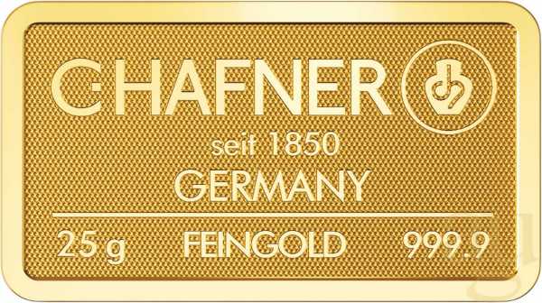 25 Gramm Goldbarren C. Hafner