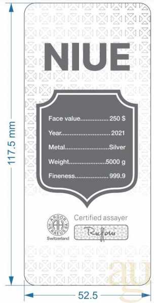 5 Kilogramm Silber Argor Heraeus Niue Münzbarren