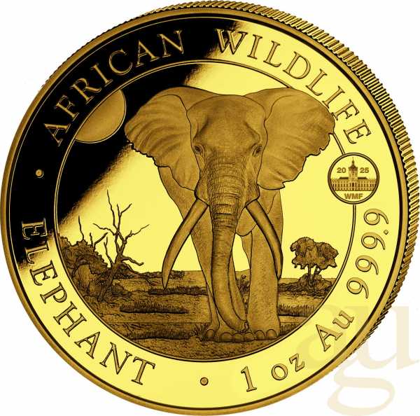 1 Unze Goldmünze Somalia Elefant 2025 - WMF Berlin