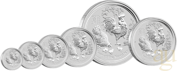 1 Unze Silbermünze Australien Lunar II Hahn 2017