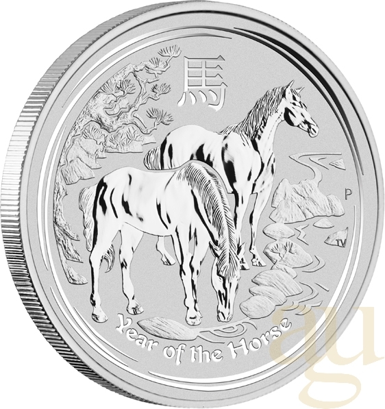 5 Unzen Silbermünze Australien Lunar II Pferd 2014