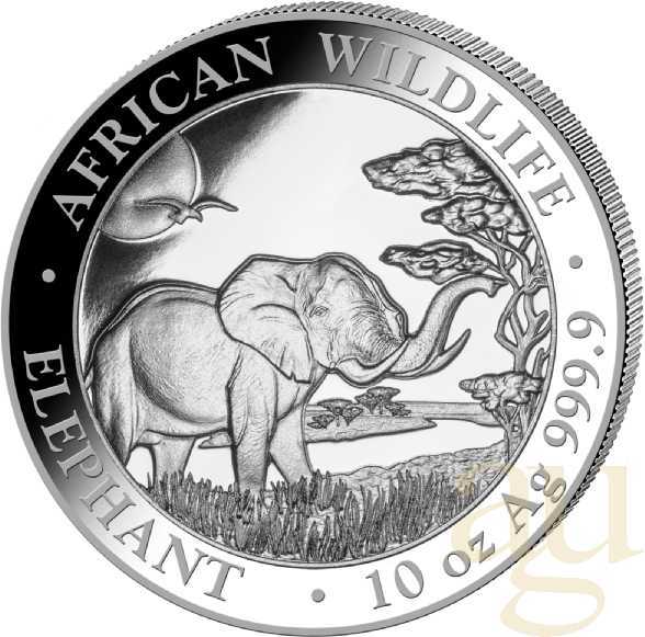 10 Unzen Silbermünze Somalia Elefant 2019