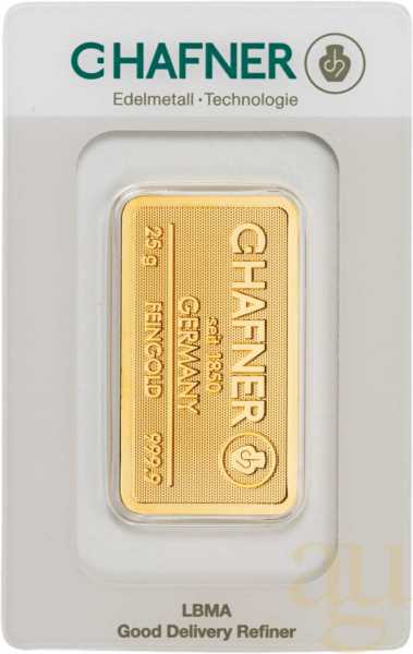 25 Gramm Goldbarren C. Hafner