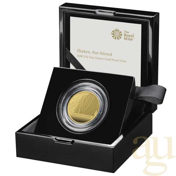 1 Unze Goldmünze Großbritannien James Bond 007 Shaken Not Stirred - 2020 polierte Platte