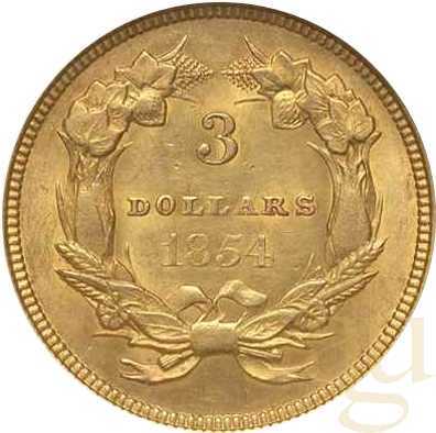 3$ Goldmünze Indian Princess Head 1857