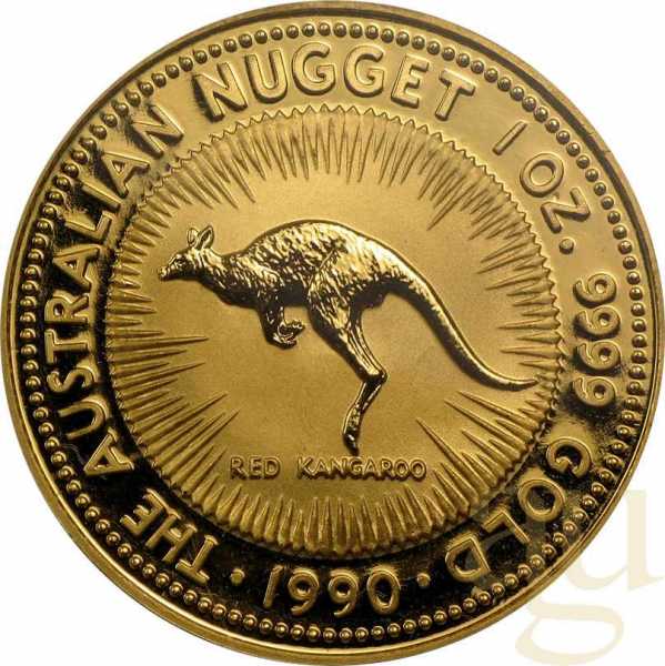 1 Unze Goldmünze Australien Känguru 1990