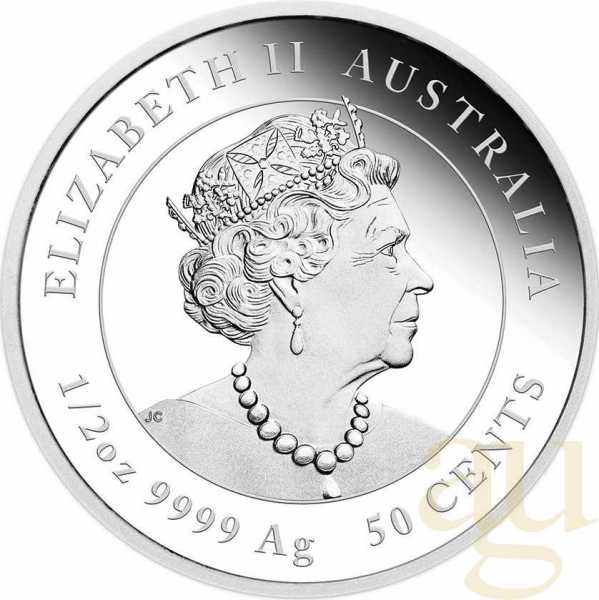 1/2 Unze Silbermünze Australien Lunar III Ochse 2021 - polierte Platte
