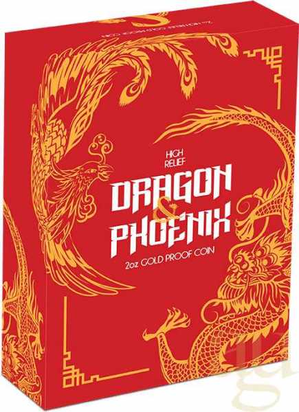 2 Unzen Goldmünze Australien Drache & Phönix 2017 - High Relief - polierte Platte
