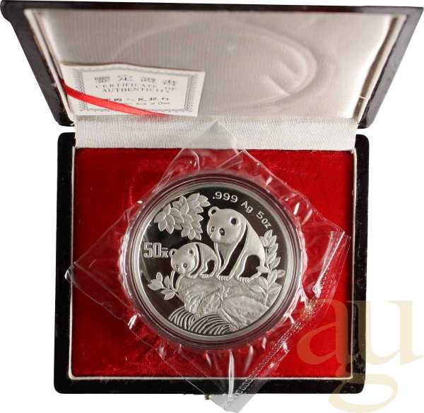 5 Unzen Silbermünze China Panda 1992 proof