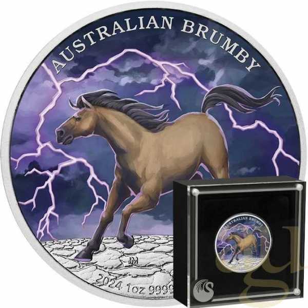 1 Unze Silbermünze Australien Brumby 2024 - coloriert
