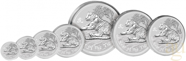 1 Unze Silbermünze Australien Lunar II Tiger 2010
