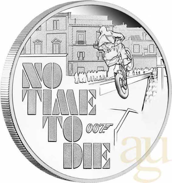 1 Unze Silbermünze Tuvalu James Bond 007 - No Time to Die 2020 - polierte Platte
