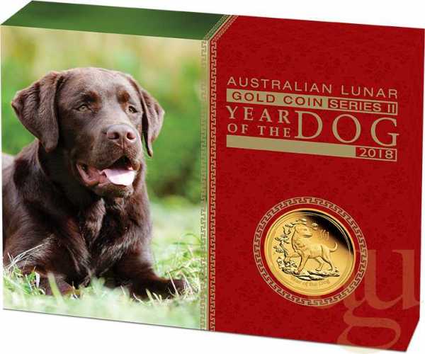 1/4 Unze Goldmünze Australien Lunar II Hund 2018 - polierte Platte