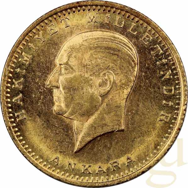 100 Piaster Goldmünze Türkei Atatürk 1923