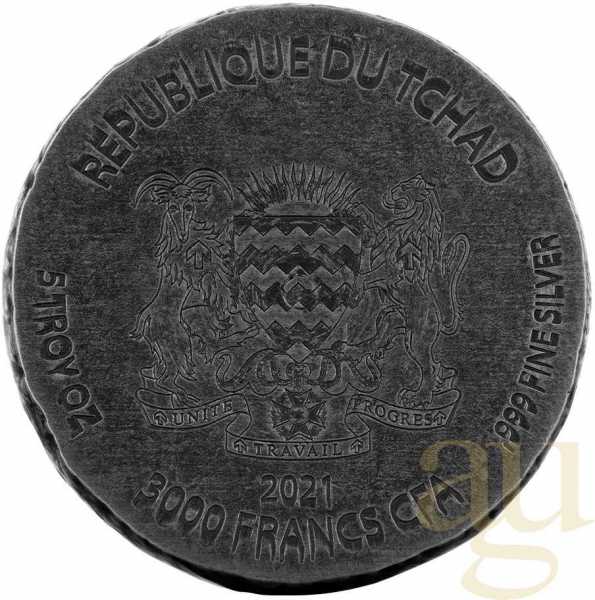 5 Unzen Silbermünze Republic of Tschad Anubis 2021