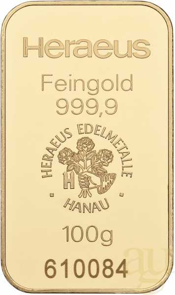 100 Gramm Goldbarren Heraeus