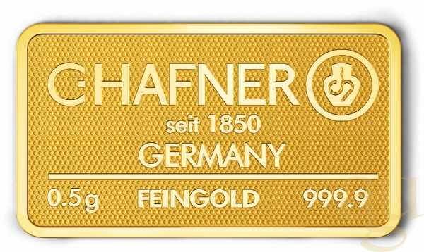 0,5 Gramm Goldbarren C. Hafner