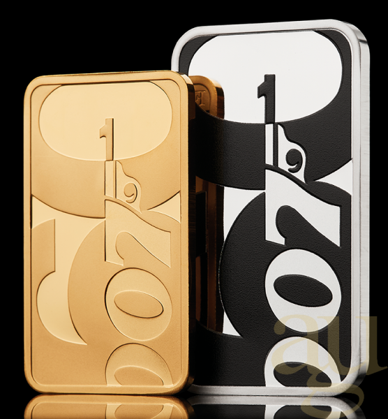 1 Unze Silbermünze Tuvalu Rectangular James Bond 60 Years Anniversary 2022