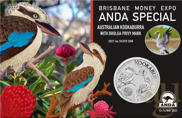 1 Unze Silbermünze Australien Kookaburra 2023 - Brolga Privy Mark