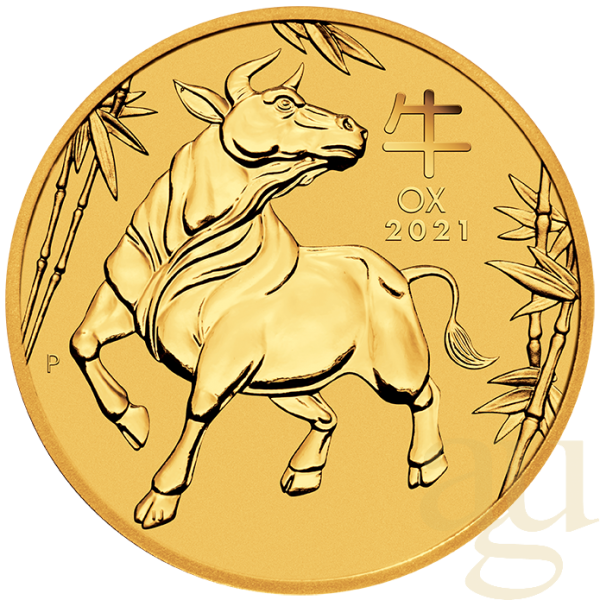 1/20 Unze Goldmünze Australien Lunar III Ochse 2021