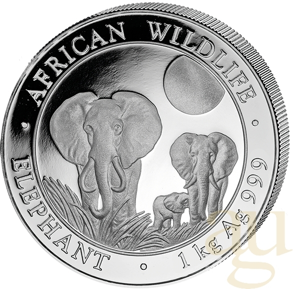 1 Kilogramm Silbermünze Somalia Elefant 2014
