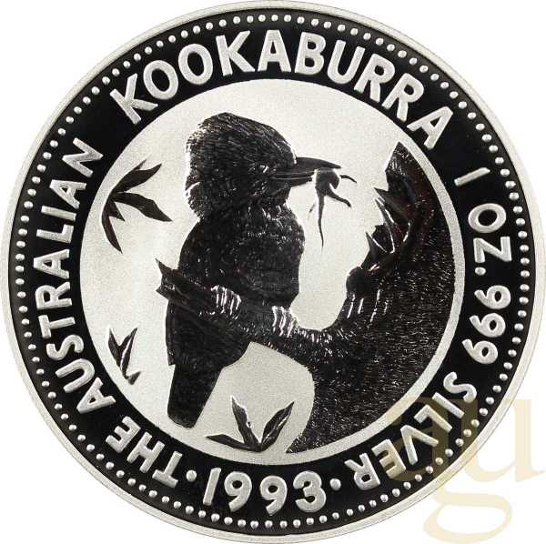 2 Unzen Silbermünze Australien Kookaburra 1993