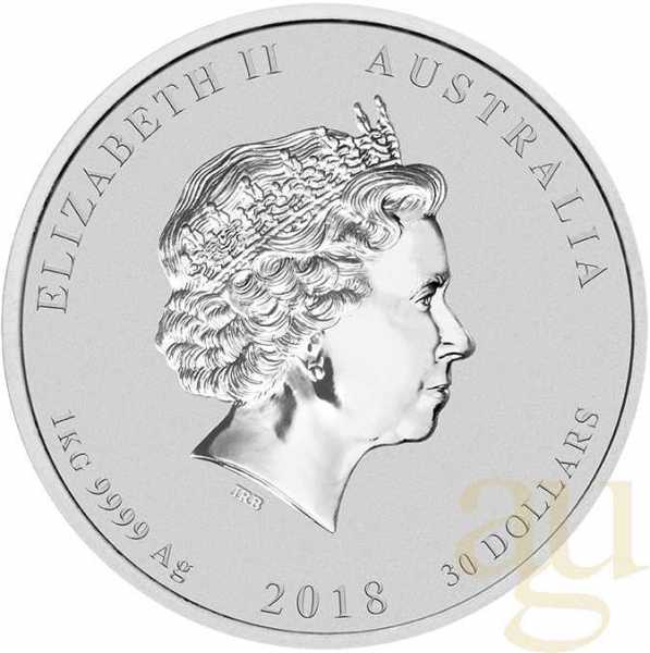 1 Kilogramm Silbermünze Australien Lunar II Hund 2018