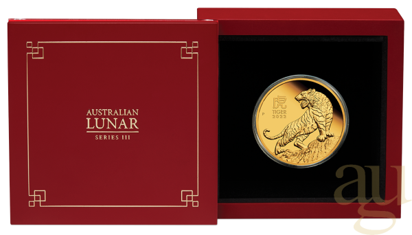 1 Unze Goldmünze Australien Lunar III Tiger 2022 - polierte Platte