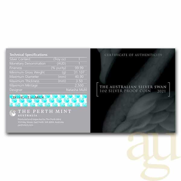 1 Unze Silbermünze Australien Schwan 2021 - polierte Platte