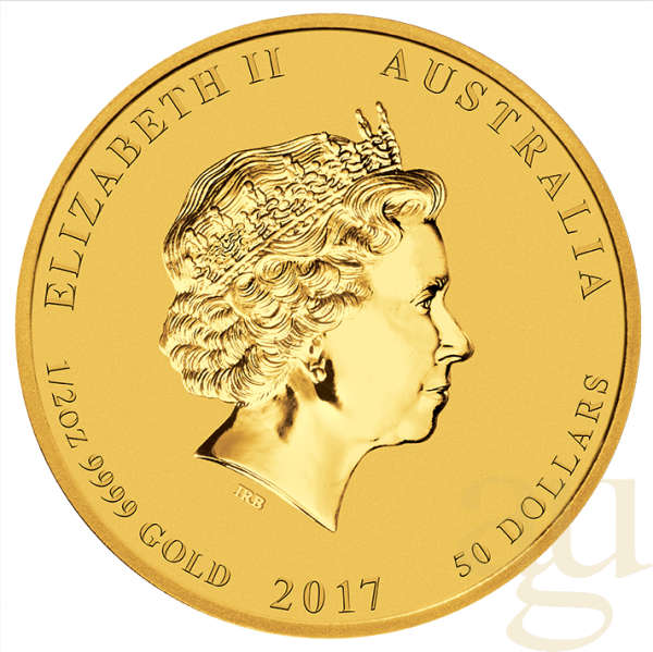 1/2 Unze Goldmünze Australien Lunar II Hahn 2017