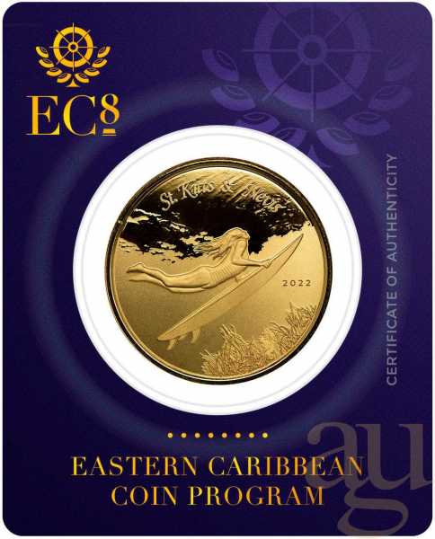 1 Unze Goldmünze EC8 St. Kitts & Nevis - Surfer 2022