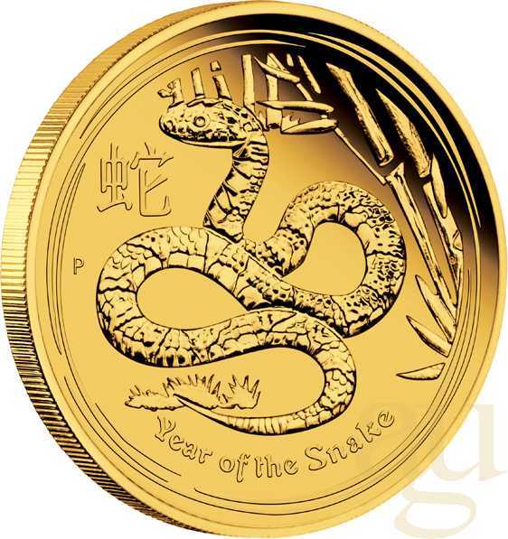 1/4 Unze Goldmünze Australien Lunar II Schlange 2013 - polierte Platte