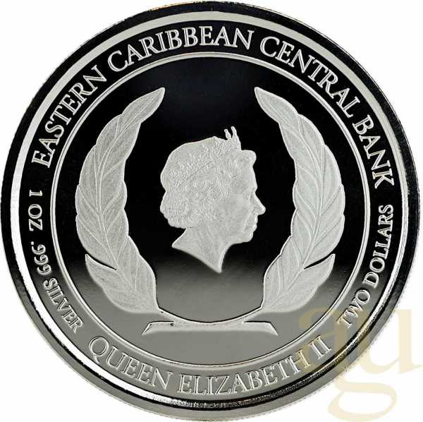1 Unze Silbermünze EC8 Antigua & Barbuda - Rum Runner 2018 - coloriert