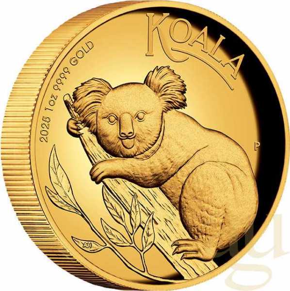 1 Unze Goldmünze Australien Koala 2025 polierte Platte - High Relief