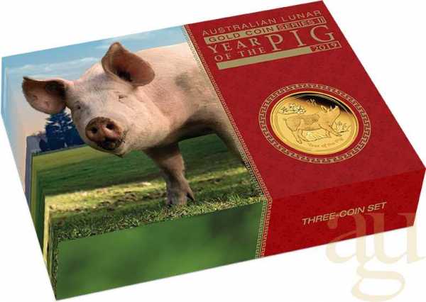 1/4 Unze Goldmünze Australien Lunar II Schwein 2019 - polierte Platte