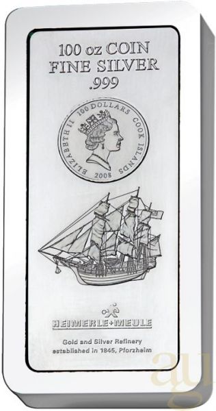 100 Unzen Silber Cook Islands Münzbarren