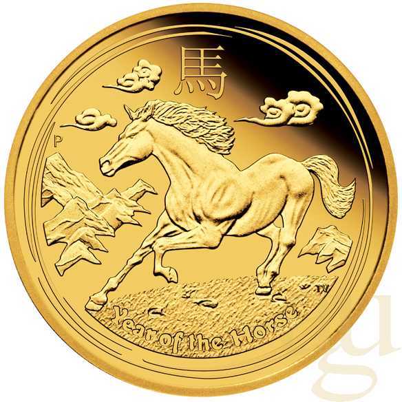 1/4 Unze Goldmünze Australien Lunar II Pferd 2014 - polierte Platte