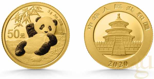 3 Gramm Goldmünze China Panda 2020
