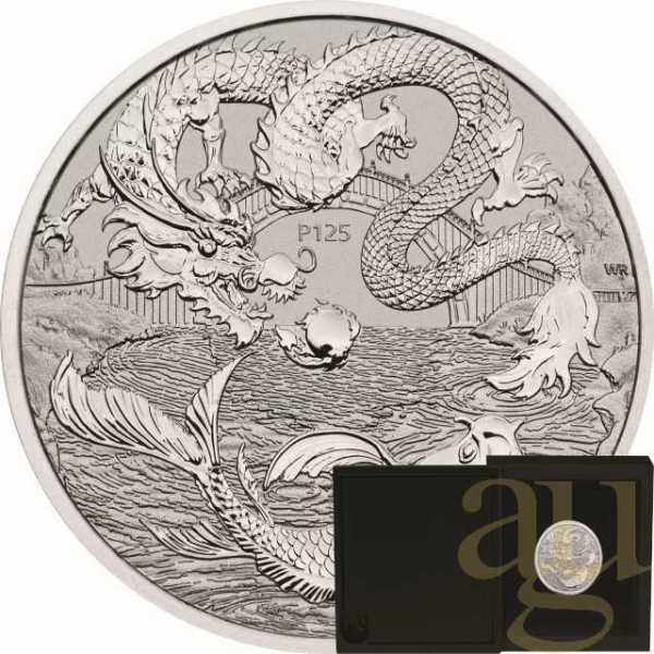 1 Unze Platinmünze Australien Chinese Myths and Legends - Drache & Koi 2024 - Reverse polierte Platt