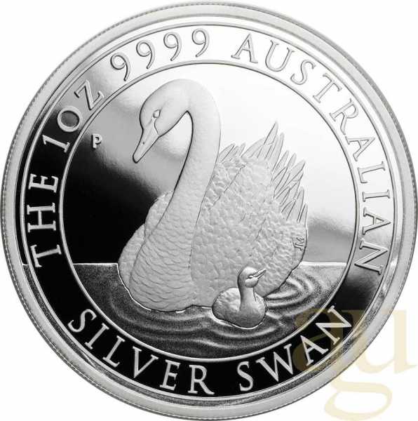 1 Unze Silbermünze Australien Schwan 2018 - polierte Platte