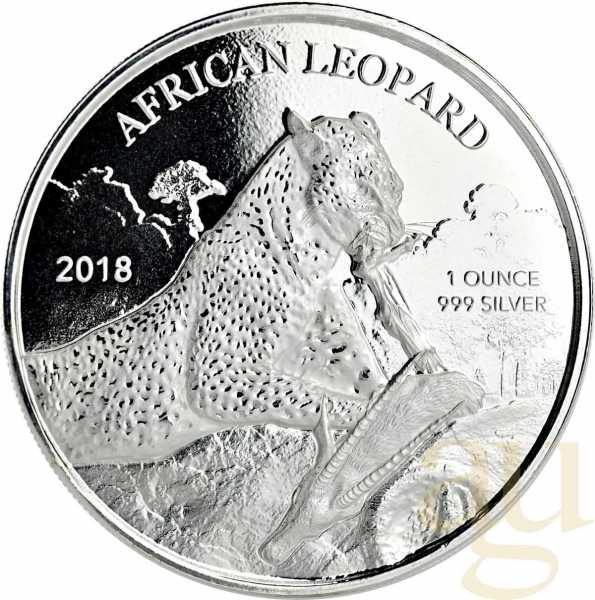 1 Unze Silbermünze Afrika Ghana Leopard 2018
