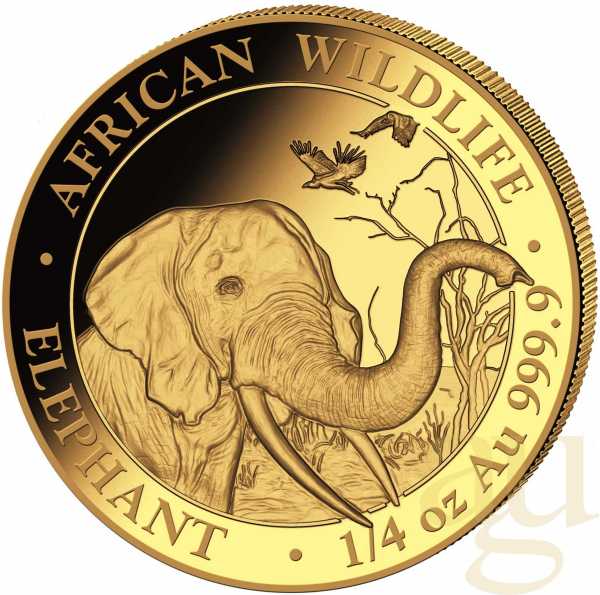 1/4 Unze Goldmünze Somalia Elefant 2018