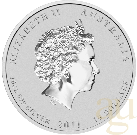 10 Unzen Silbermünze Australien Lunar II Hase 2011