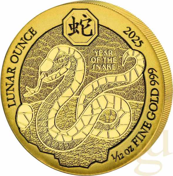 1/12 Unze Goldmünze Ruanda Lunar Schlange 2025